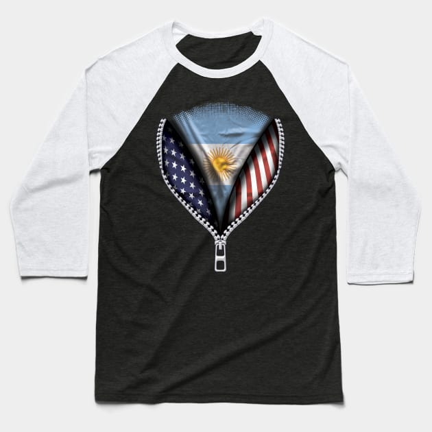 Argentinian Flag  Argentina Flag Australian Flag Ripped Open - Gift for Argentinian From Argentina Baseball T-Shirt by Country Flags